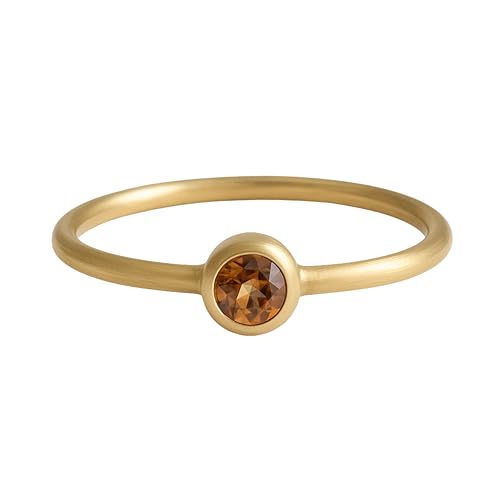 Bague en or jaune 14k et grenat hessonite naturelle pour femme en taille 54