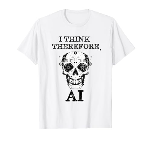 Funny ChatGPT I think thus I am AI Robot Skull Camiseta