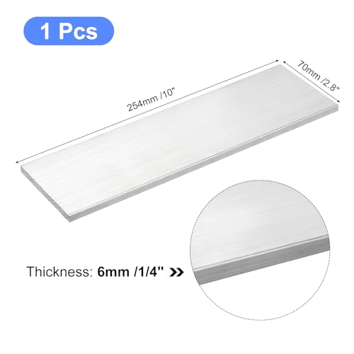 Image of uxcell Square Aluminum Flat Bar, 1 /4 inch Thick 2.8 inch Width 10 inch Length Square Aluminum Bar 6061 Aluminum Flat Plate, 6 x 70 x 254mm T6511 Solid New Mill Stock for Industrial Building