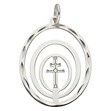 DISEÑO ELEGANTE: Cruz de Caravaca ovalada en plata de ley 925 con diseño calado y cerco tallado, perfecta para uso diario