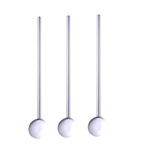 Zerodeko Lot de 6 Cuillères en Paille en Métal Rondes 304 Acier Inoxydable Réutilisables Multifonctionnelles pour Cocktails et Boissons Fraîches D'été