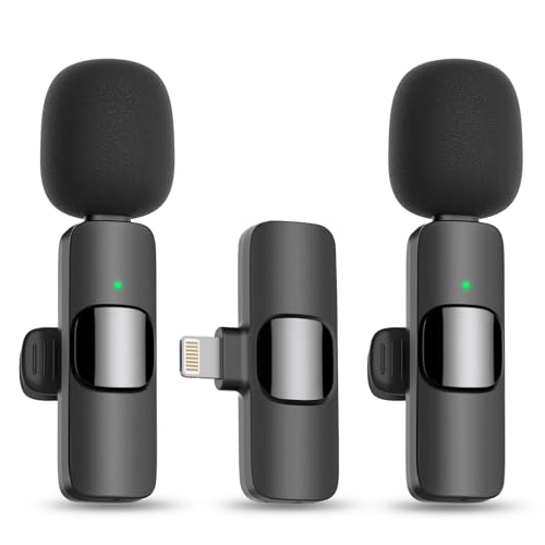 MAYBESTA Wireless Mini Microphone for iPhone 14 Below - Bluetooth Lapel Mic for Video Recording - Clip on Phone Microphones for YouTube Tiktok
