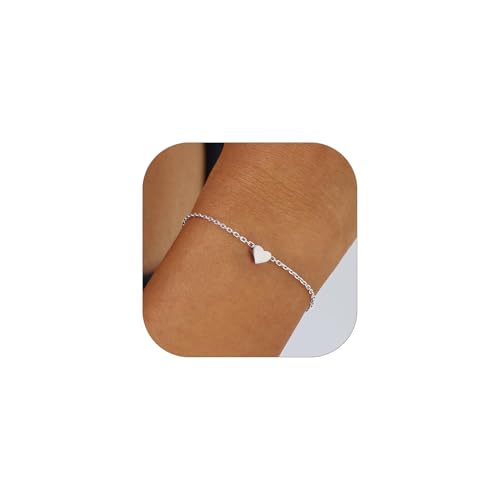 ChicSilver Heart Bracelets for Women Hypoallergenic Silver Bracelet 925 Sterling Silver Bracelets for Women Love Dainty Bracelet