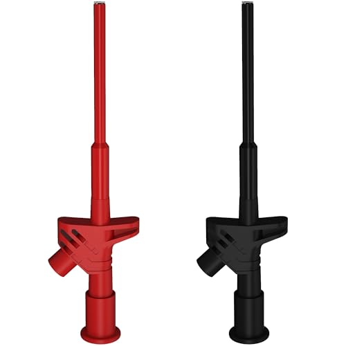 Lot de 2 pinces de mesure, pointes de test pour multimètre, sonde de test de câble, CAT III 1000 V 10 A isolé rapide crochet clip, pince crocodile avec...