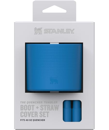 STANLEY Quencher Boot and Straw Cover Cap | Anti-Slip Silicone Protector for 40 oz Tumbler with Handle | Accessory Set for Stainless Steel Drinking Cup | Azure
