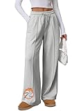 ATHMILE Womens Wide Leg Sweatpants Winter Fleece High Waisted Baggy Pants Fashion Teen Girl Drawstring Athletic Joggers