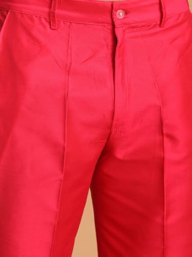 Image of VASTRAMAY VM Mens Silk Blend Kurta Pyjama Set - Classic Ethnic Attire for Timeless Style and Cultural Celebrations | Soft Comfortable Solid Full Sleeves Kurta and Churidar Pyjama Set