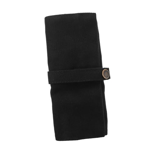 POPETPOP Bolsa Organizadora para Correas De Reloj De Lona Negra, Estuche Rollo Enrollable para Almacenamiento 5 Relojes, Portátil para Viajes, Resistente y Lavable