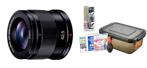 �p�i�\�j�b�N(Panasonic) �P�œ_ ���]�������Y �}�C�N���t�H�[�T�[�Y�p ���~�b�N�X G 42.5mm/ F1.7 ASPH. / POWER O.I.S. �u���b�N H-HS043-K +�n�N�o �����e�i���X�p�i �����Y���S�҃L�b�g