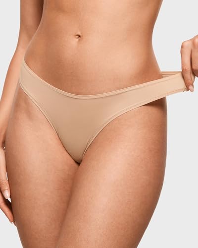 Image of INLYRIC Women's Inbarely Soft Thong - No Show Sexy Panties Breathable V-waisted Ladies Underwear 3 Pack