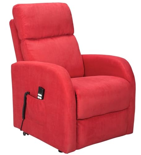 Sime EL-2 relaxsessel elektrisch 2 Motoren, unabhängig verstellbares Rückenlehnen-Fußteil 4 Räder bewegen den Benutzer Abnehmbarer und waschbarer Bezug fernsehsessel mit aufstehhilfe Rot