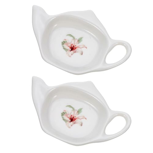VICASKY Lot de 2 Porte-sachets de Thé en Céramique Petits Plateaux Décoratifs pour Sachets de Thé Adaptés la Maison Bureau Supports Fonctionnels pour Dégustation Quotidienne
