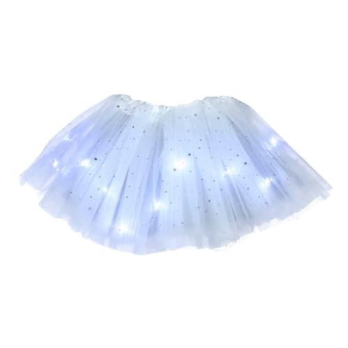 Women's Ballerina Skirts with LED Lights, 3-Layer Skirt Carnival Black Fancy Dress Costumes 2026 Long Tulle Skirt Pink, White, One Size