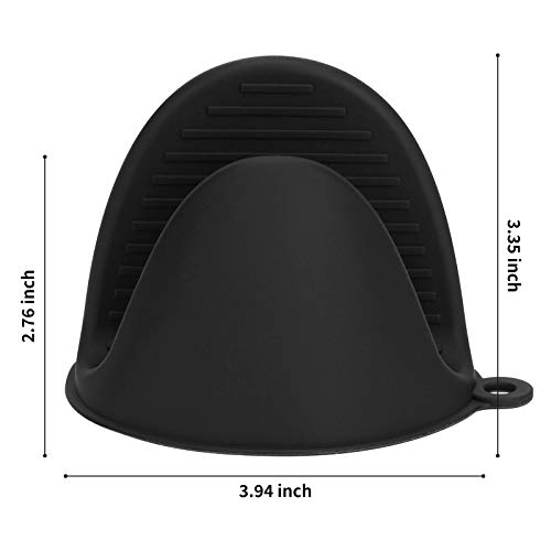 tifanso Silicone Oven Mitts Pot Holders Sets for Kitchen Heat Resistant Small Kitchen Mittens Rubber Air Fryer Mitts Mini Pot Pinch Grip for Cooking and Baking 1 Pair (Black)