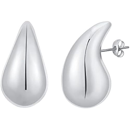Apsvo Chunky 14K Gold Plated Hoop Earrings for Women, Lightweight Waterdrop Hollow Open Hoops, Hypoallergenic Dupes Earrings