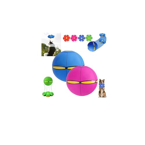 Transforming Saucer-Ball Toy Doggy Discs Magic Ball The Doggys Disc Balls for Large Dog Magic Bouncing Dogs Balls Lettuce Pets Doggy Disc Toy for Large Medium Small Dogs (H Six Lights)