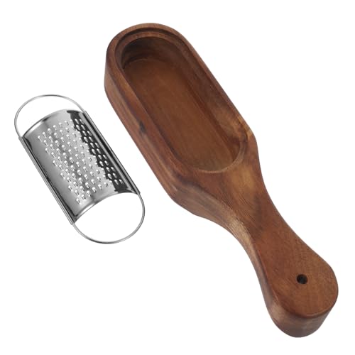 Rallador giratorio de acero inoxidable con mango de madera miniatura 1