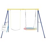 COSTWAY Schaukelgestell Outdoor, Schaukelgerüst Metall bis 300 kg belastbar