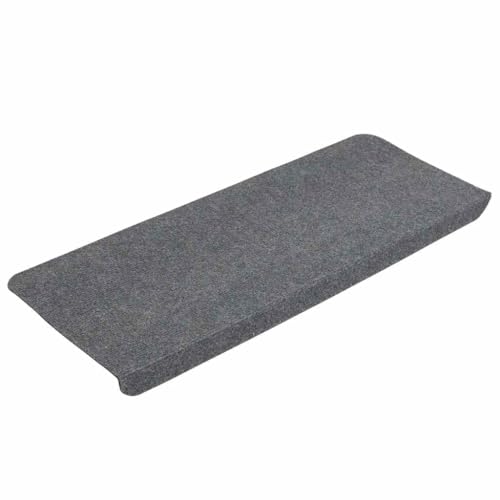 vidaXL Tapis d'Escalier Auto-adhésifs 15 pcs, Protections d'Escalier Antidérapantes, Moquettes de Marches, Couvre-marches, 65x24,5x3,5 cm Gris