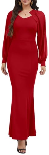 Image of Women's Elegant Formal Mermaid Maxi Dress Off Shoulder Long Sleeve Wedding Split Evening Gown Prom Cocktail Party Dresses