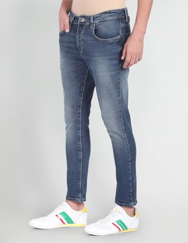 Image of U.S. POLO ASSN. Men Mid Rise Henry Cropped Fit Regular Fit Jeans