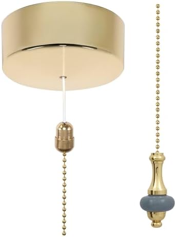 ElekTek Premium Brass Bathroom Light Pull Cord Switch Kit - Blue Disc ...