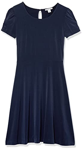 Image of Amazon Essentials Women's Gathered Short Sleeve Crew Neck A-line Dress (Available in Plus Size)