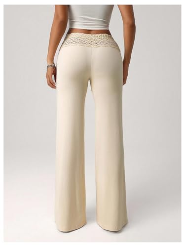 Verdusa Women's Crochet Knit Lounge Pants Casual Straight Leg Long Trousers2