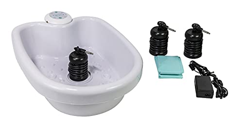 chi-enterprise Fußelektrolyse-Set mit Fuß-Wanne I Elektrolyse-Gerät für Fußbad Handbad | Home Spa Wellnessgerät inkl. 3 Spulen, 10 Schoner