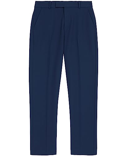 Calvin Klein Boys' Flat Suit Dress Pant, Straight Leg Fit & Hemmed Bottom, Belt Loops & Functional Front Pockets