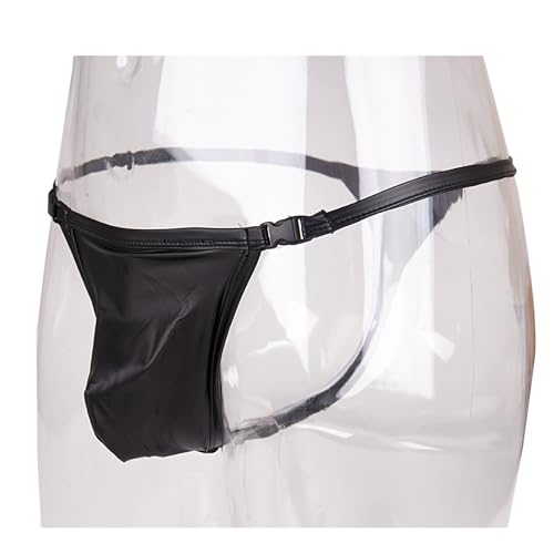 Evankin Mens Sexy Leather Thong Funny Buckle G-Strings Low Rise T-Back Underwear Bulge Pouch4