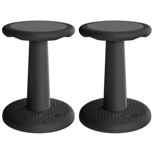 Gpack-pro Kids Wobble Stool 2-Pack – Improves Focus Attention – Non-Slip Base - Wiggle Chair Active Flexible Seating for Preschool Kindergarten Elementary School 17.7-Inch High (Black)