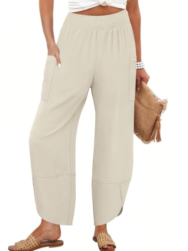 Image of ANRABESS Womens Wide Leg Palazzo Capri Barrel Pants