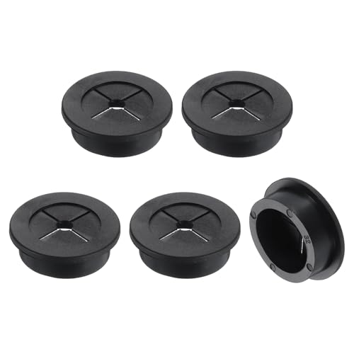 Image of sourcing map 5 Pcs Cable Cord Grommet, 1 1/4" Inch (32mm) Desk Grommet Flexible Rubber Grommets Wire Hole Cover Pass Through for Office Computer Desk Wire Organizer, Black