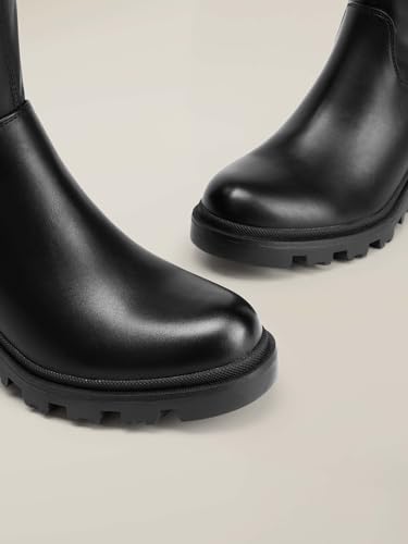 DREAM PAIRS Women's Knee High Boots, Platform Over The Knee High Chunky Heel Fashion Boots for Women,Size 9.5,Black-Pu,SDOB2406W