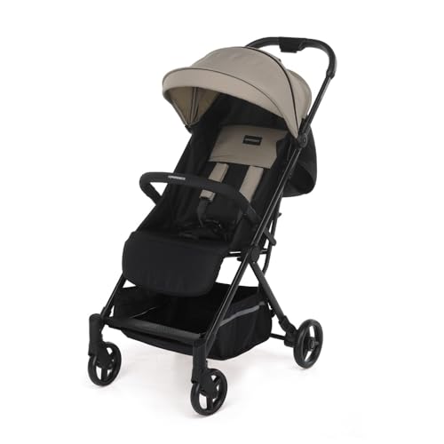 Foppapedretti Cochecito compacto Voilà, para niños 0-22 kg (0-4 años), cierre con 1 mano, autoapoyo, respaldo ajustable, transportable, portaobjetos, chasis de aluminio, arena