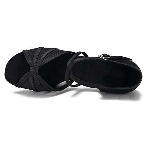 Cleecli Low Heel Ballroom Dance Shoes Women Latin Salsa Practice Dancing Shoes 1.5 Inch Heel Zb14(7,Black) #TOP3