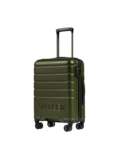ANTLER Carry-On Green Hard Shell Suitcase with 4 Double Spinner Wheels - 55 x 40 x 20 cm - Lightweight Suitcase for Travel & Holidays - TSA Approved Locks - Logo Cabin Suitcase
