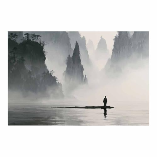 Tableau toile decoration murale Misty Mountain impression jet d'encre haute définition 60x90cm