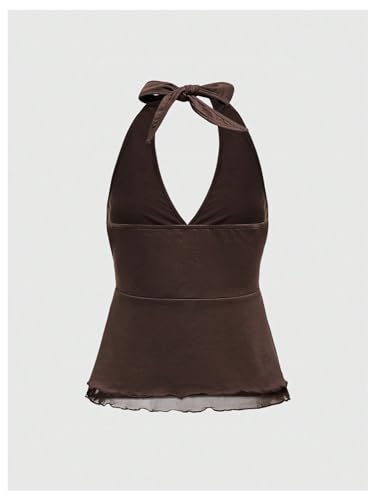 SOLY HUX Women's Y2K Halter Crop Top Floral Deep V Neck Tie Back Tank Tops Sleeveless Going Out Flowy Shirts2