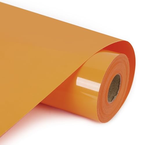 Image of HTVVETUR HTV Vinyl Rolls Heat Transfer Vinyl - 12 inch x 9ft Orange HTV Vinyl for Shirts, Iron on Vinyl for Cameo - Easy to Cut & Weed for Heat Vinyl Design (07 K7 Orange-9ft)