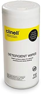 Clinell Detergent Wipes - Alcohol and Disinfectant Free Multi-Surface Wipes - Strong & Durable Wipes, Low Smear - Tub of 110 Wipes