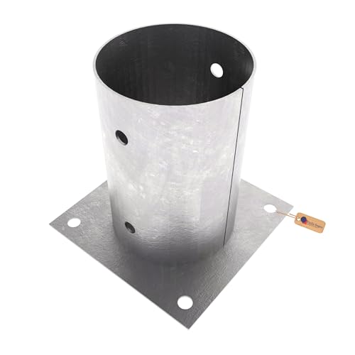 GeZu Impex Base de Poste Ø 101 mm Galvanizado por Inmersión en Caliente Juego de 8 Soportes para Cercas Portador de Cubierta Base para Pérgola Pabellón Zapata de Anclaje