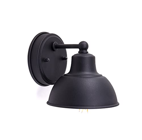 Coramdeo Oakhouse Indoor Or Outdoor 6” Barn Light, E26 Socket, Farmhouse Wall Fixture For Porch, Patio, Hallway, Bedroom Or Bathroom In Matte Black Finish & White Reflective Interior, Wet Location #TOP10