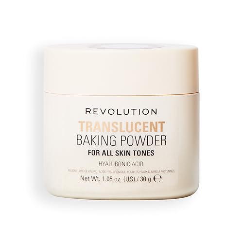 Revolution Loose Baking Powder – Cipria fissante in polvere libera, finish luminoso, assorbe lucidità e sebo in eccesso, vegana e cruelty-free, 30 g, Translucent