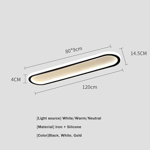 Lámpara de techo LED largo moderno blanco de 120cm con mando a distancia para dormitorio 6