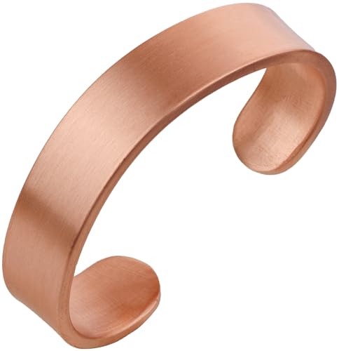 DEMMEX 3mm Thick Copper Bracelet for Men & Women – 100% Pure Solid Turkish Copper Cuff Bangle, Heavy-Gauge & Uncoated, Non-Magnetic – 1/8