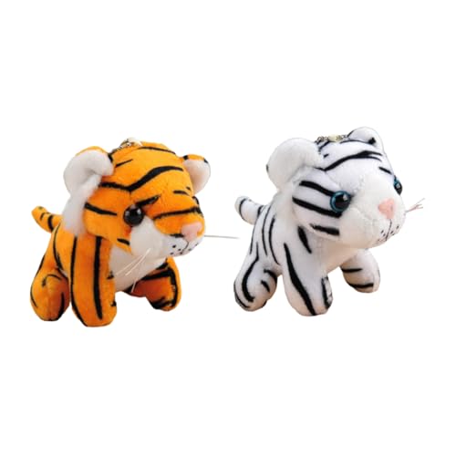 Toddmomy 2 Piezas Llavero de Peluche Realista Colgante de Animal Simulado para Bolsos Decoración Adorable de Muñeco Suave de Blanco y Amarillo Accesorio Versátil para Llaves y Mochilas