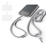 [Ｔ．Ａ．Ｌ．Ｄ．Ｂ] スマホストラップ ショルダー 携帯ショルダー 首掛け 人気 【4WAY使用】 ハンドストラップ iphone 肩掛け 落下防止 長さ調節可能 耐久性向上 全機種対応 タグパッチ3枚セット (グレー)