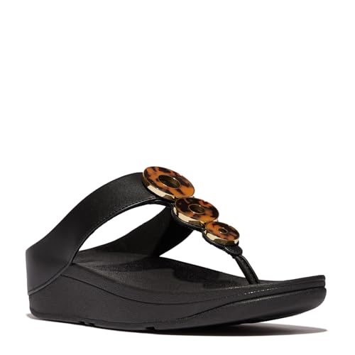 FitFlop Women's Fino Resin-Hoop Leather Toe-Post Sandals Wedge
